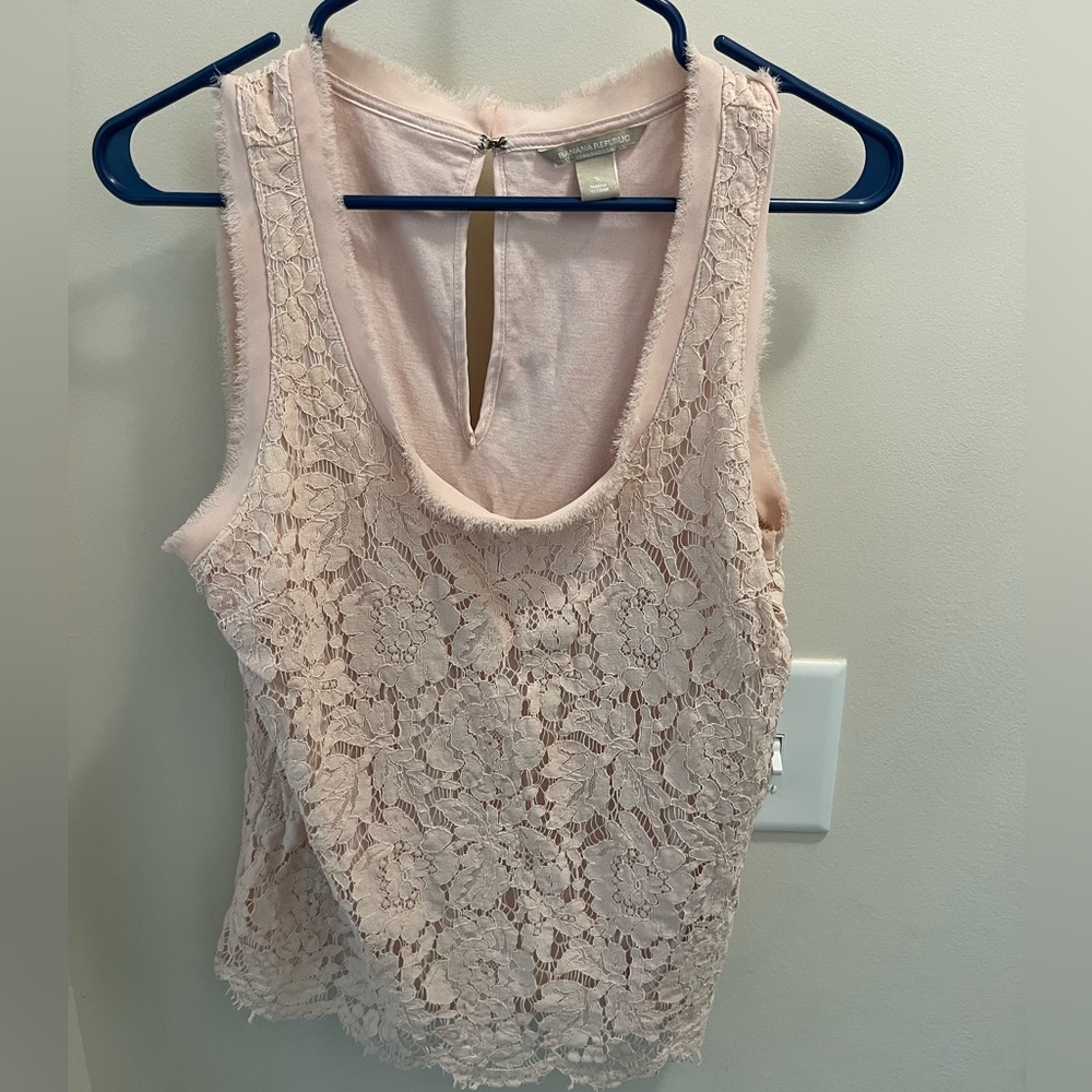 Womens Banana Republic Blush Lace Tank Size S